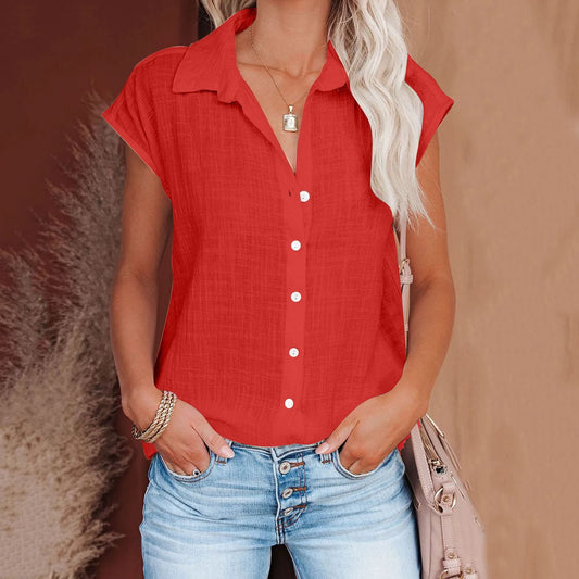 HallolillaCN Summer Cotton Linen Shirt Women Loose Top