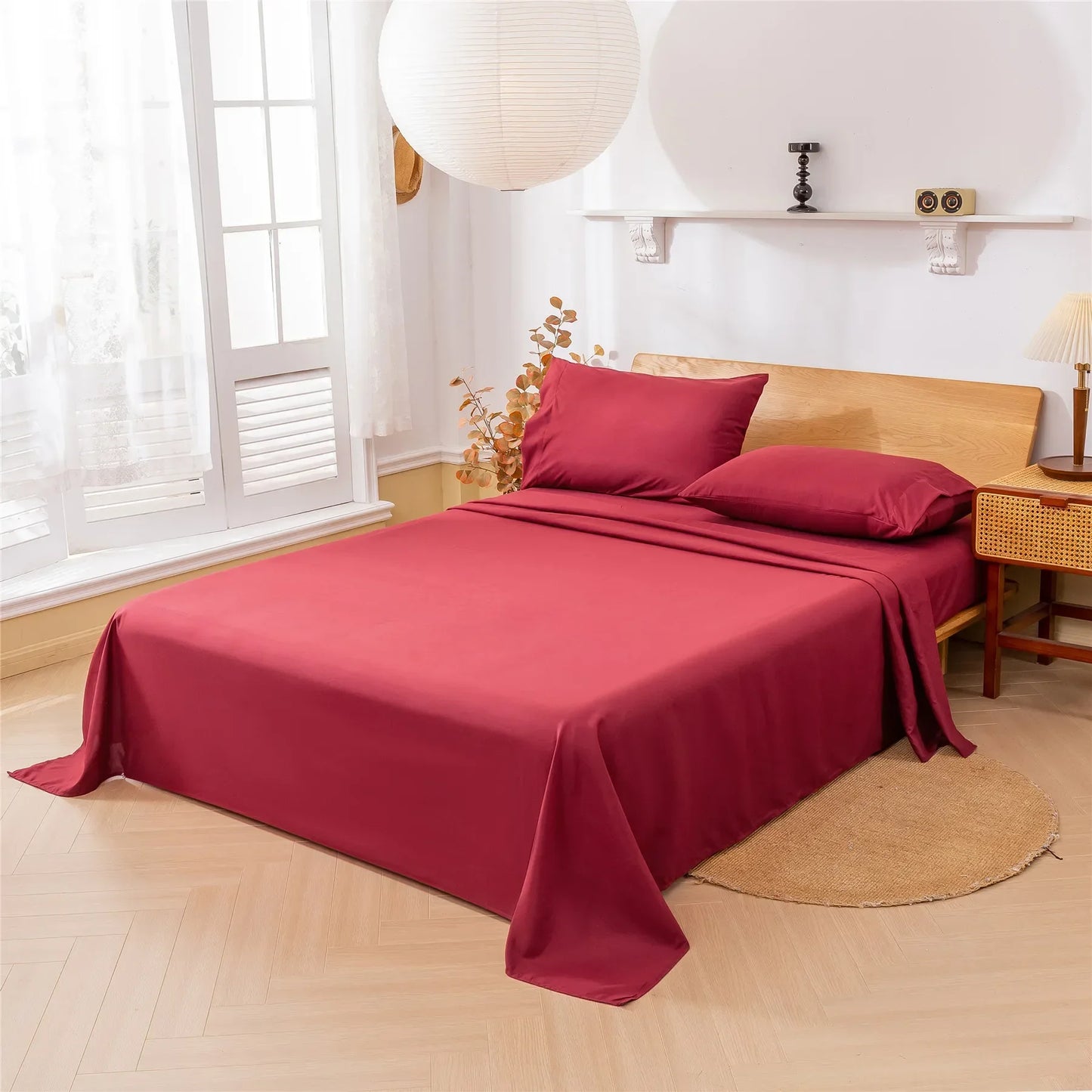Solid Color Soft Brushed Bedding Set with Pillowcases
