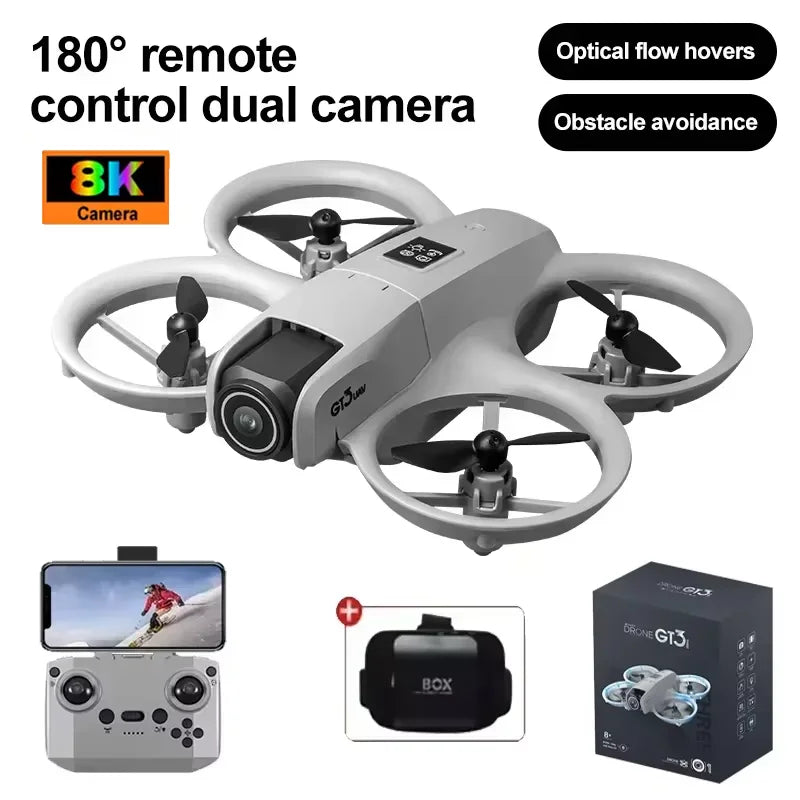 GT3 Mini LED Foldable Drone GPS 8K HD Dual Camera Brushless Motor Obstacle Avoidance Quadcopter RC Toys Gifts