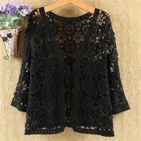 Pateekate Hollow Lace Cardigan Sweater for Women