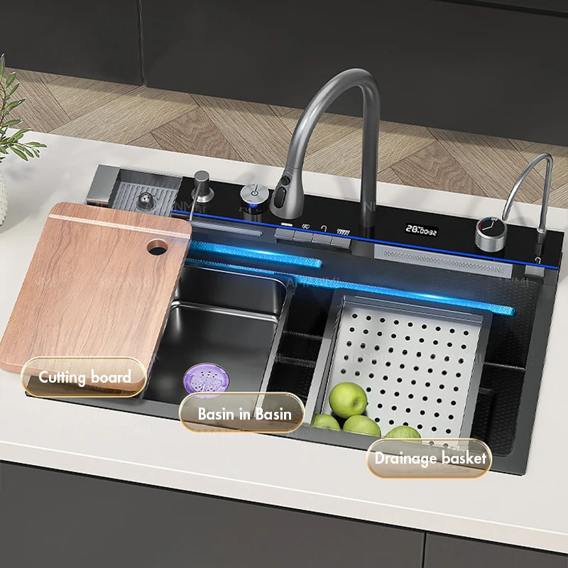 MYQualife 304 Stainless Steel Waterfall Kitchen Sink Faucet
