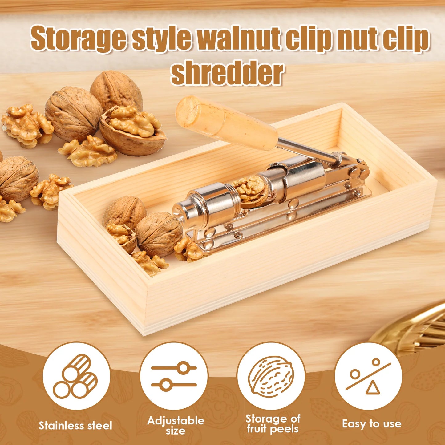 Adjustable Pecan Nut Cracker Tool for Easy Nut Opening