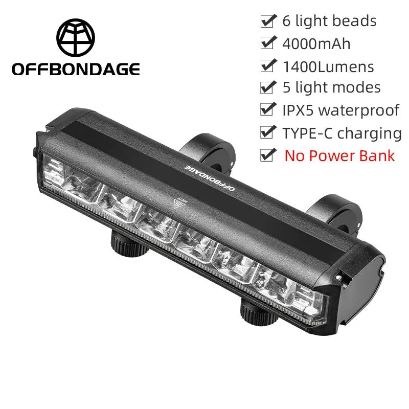 OFFBONDAGE Front Bicycle Light USB Rechargeable IPX5 Waterproof
