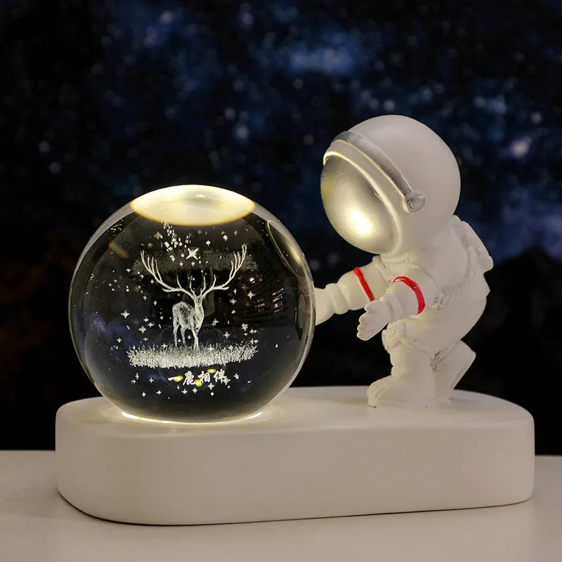 Creative 3D Astronaut Crystal Ball Night Light for Kids