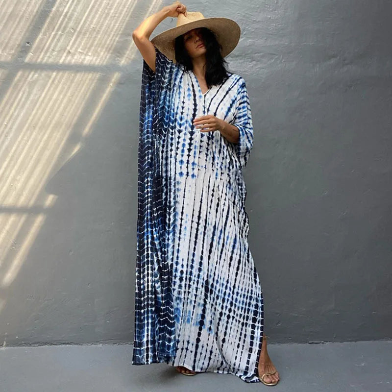 Plus Size Women Beach Coverup Casual Kaftan Swimwear Dress