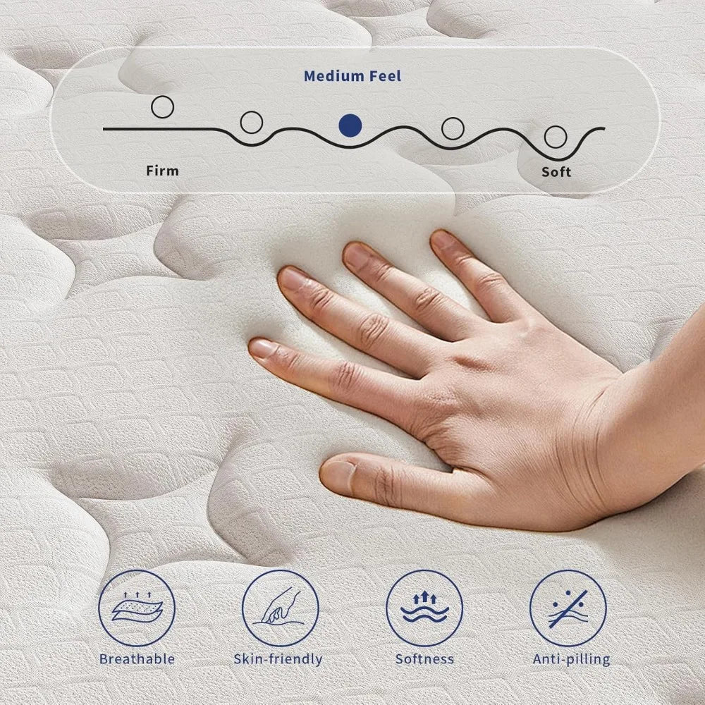 ANGDUO Hybrid Mattress With Pocketed Coils CertiPUR US