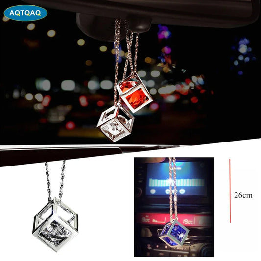 Crystal Cube Car Pendant Charm for Rear View Mirror