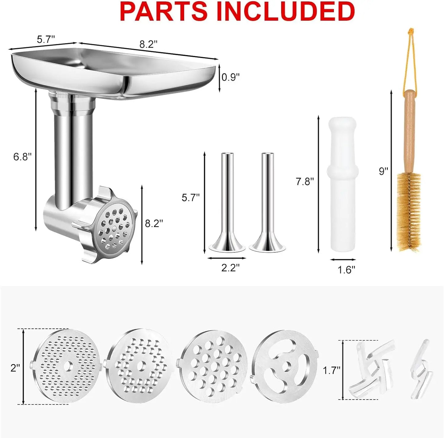 Metal Food Grinder Attachments for KitchenAid and Cuisinart Mixers