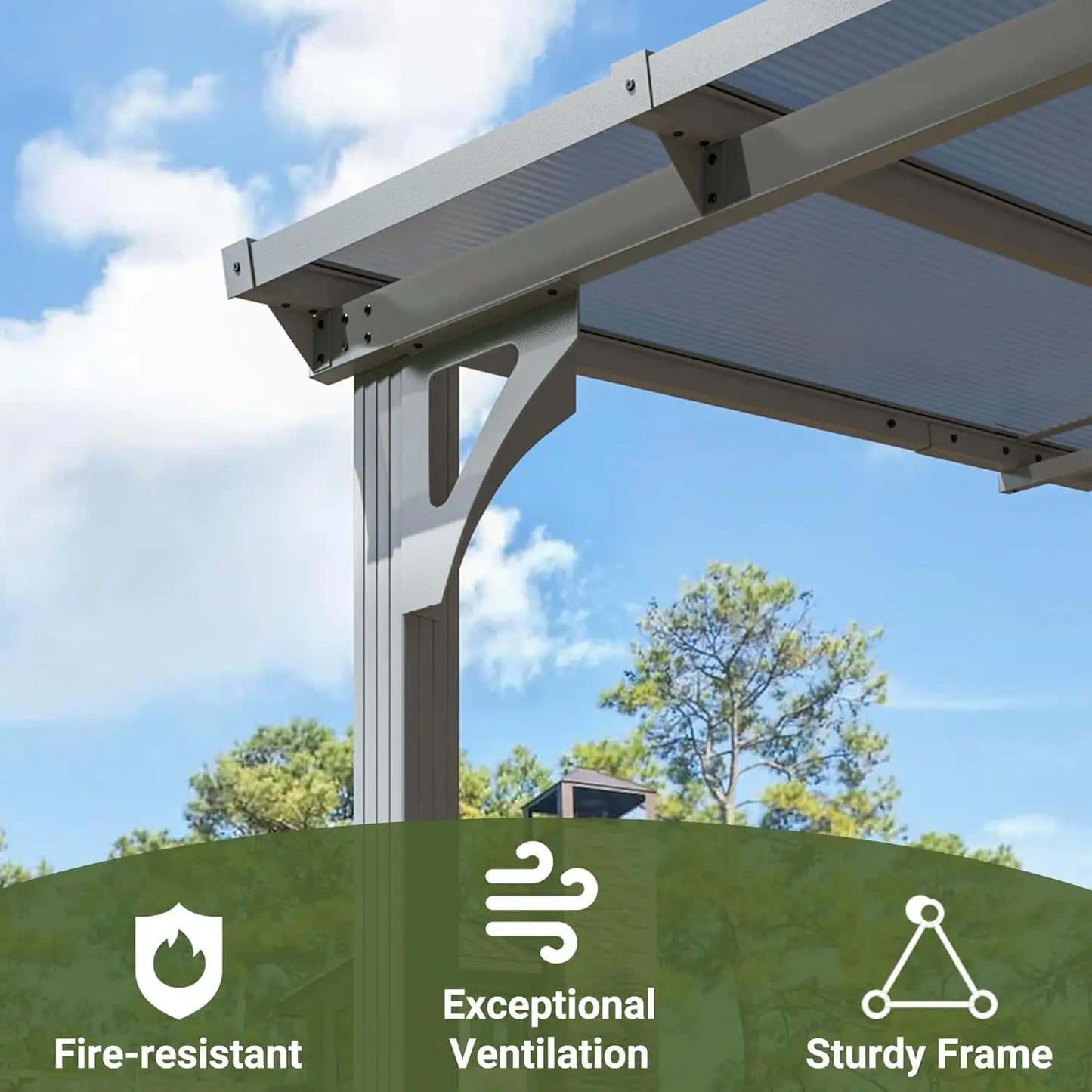 10x14 FT Gazebo Splicable Pergola with Aluminum Frame Wall Mounted Gazebo and Pergola Awnings for Patio Clearance