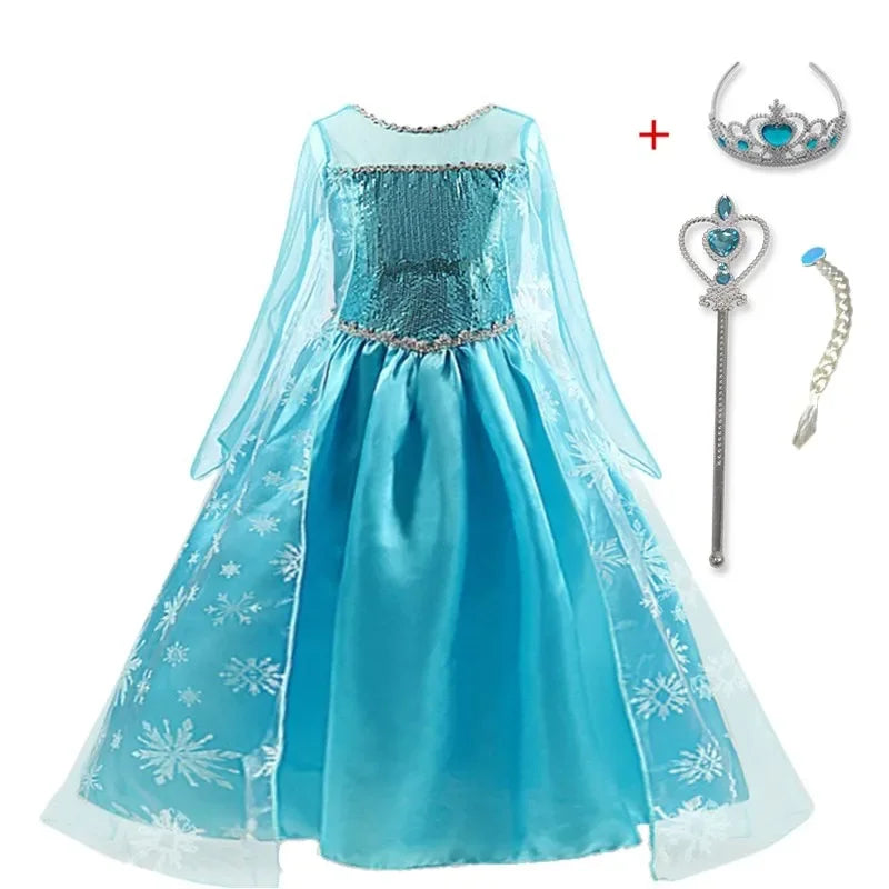 Girls Snow Queen Elsa Costume for Carnival Party Fun