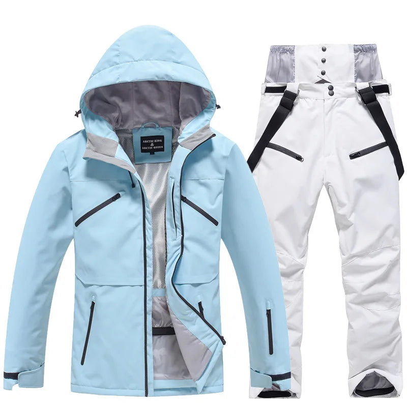 Arctic Queen Women's Ski Suit Hooded Waterproof Windproof Jacket Pants