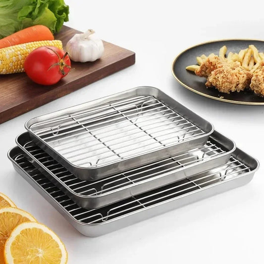 Stainless Steel Baking Pan with Wire Rack for Versatile Cooking