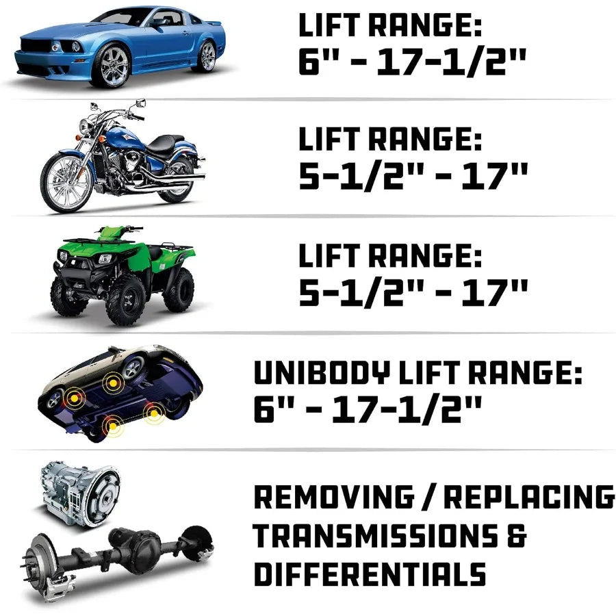 Floor Jack For Cars Trucks Motorcycles And ATVs With Triple Lift