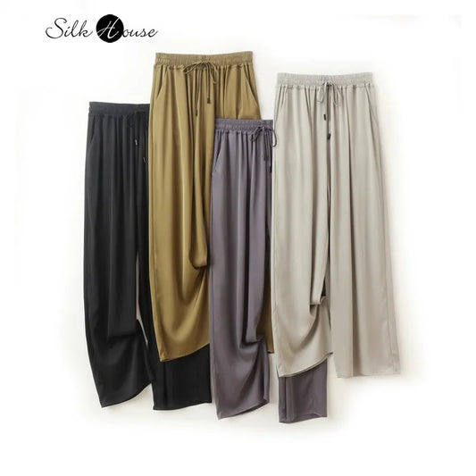 Women's Natural Silk Casual Pants for Summer Comfort
