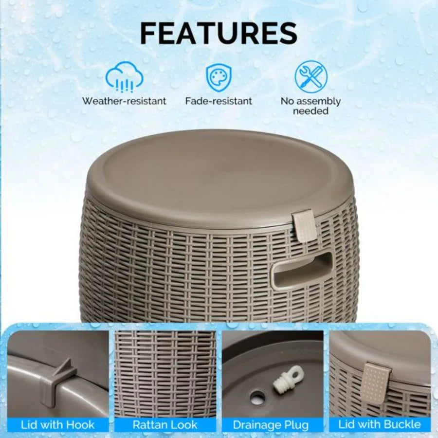Portable Ice Cooler Side Table with Built-In Handle