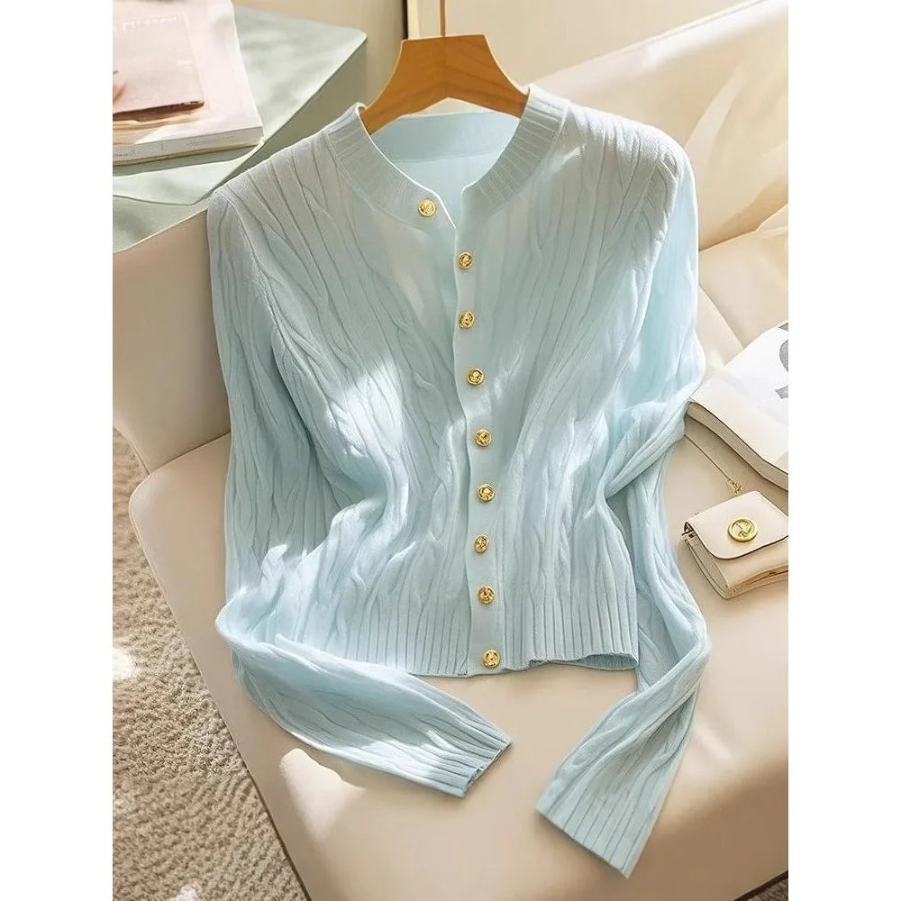 Women Thin Cardigan Sweater Lightweight Knit Outerwear Jacket