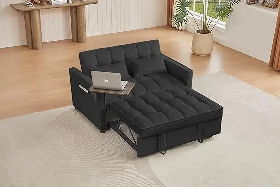 Modern 3-in-1 Convertible Sofa Bed with Swivel Side Table