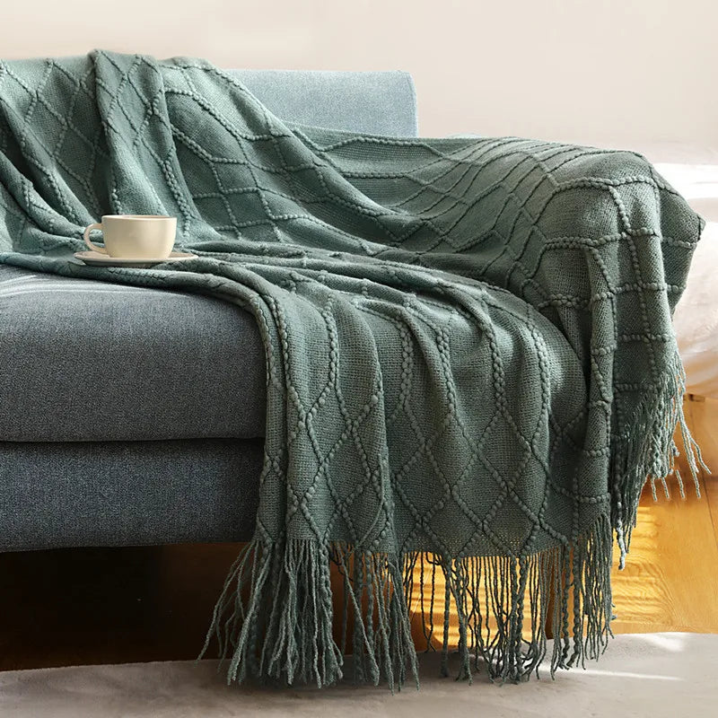 Nordic Stripes Throw Blanket Sofa Cover Bed End Towel Bedroom Decoration Leisure Soft Shawl Warm Boho Decor Bedspread