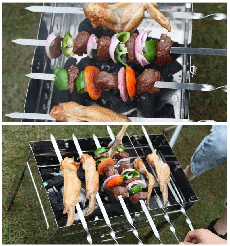 6PCS Stainless Steel BBQ Fork Skewers for Grilling Delight