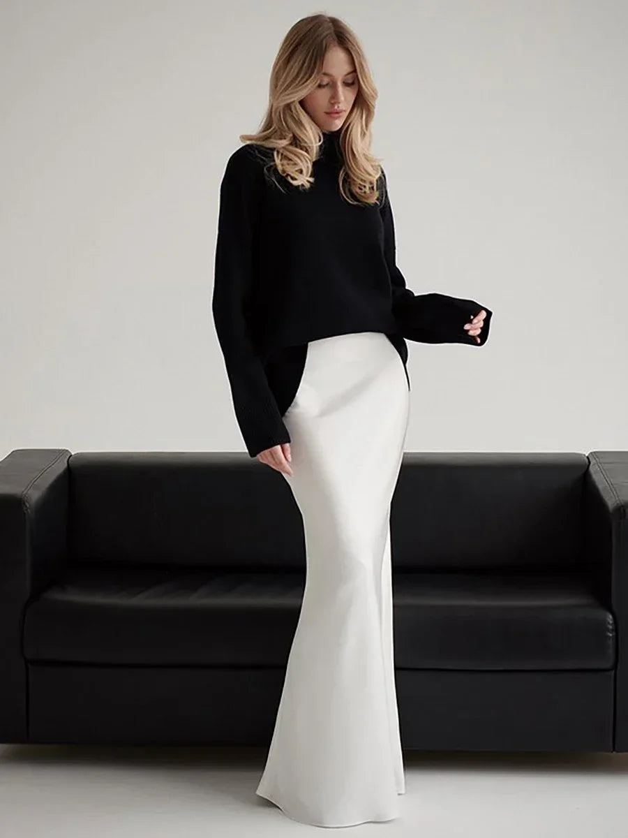 Elegant Women's Satin Maxi Skirt for Spring and Summer