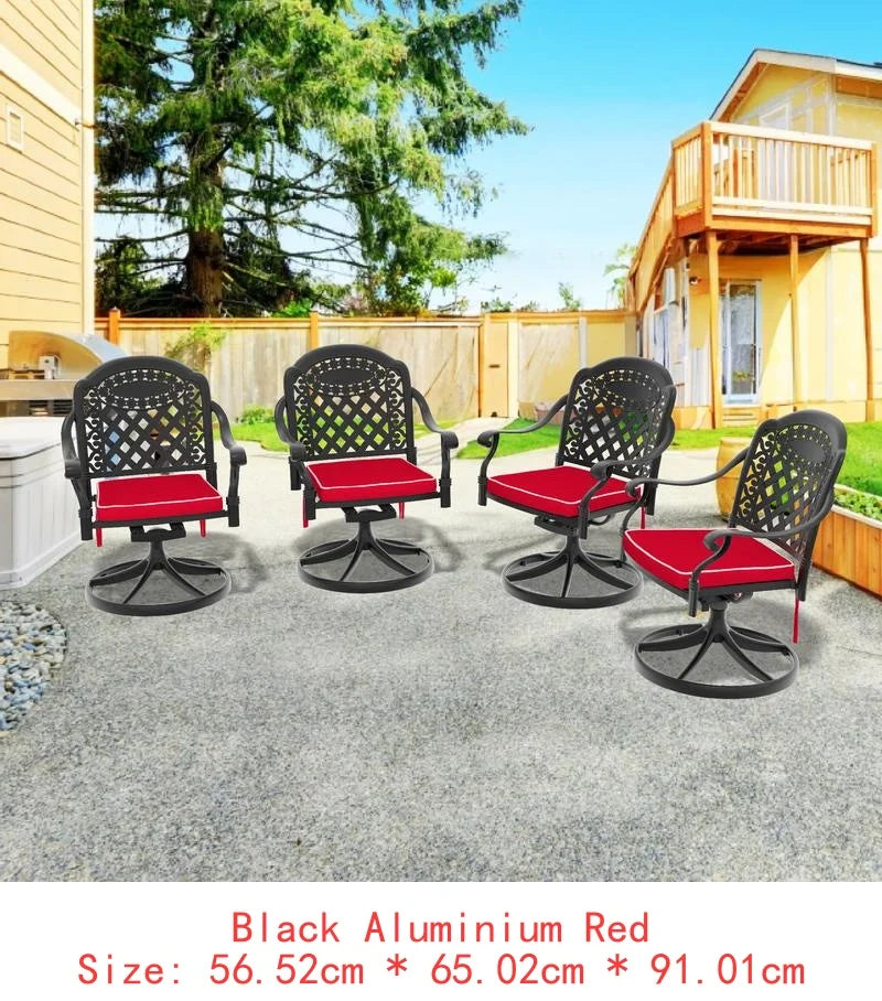 Durable Outdoor Cast Aluminum Patio Swivel Chair Set