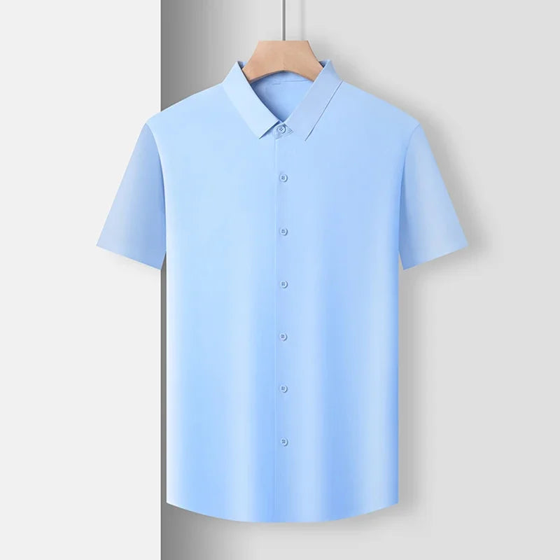 Men's Business Casual Short Sleeve Solid Color Shirt