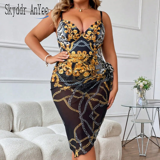 Women's Vintage Printed Plus Size Tummy Control Swimsuit Monokini