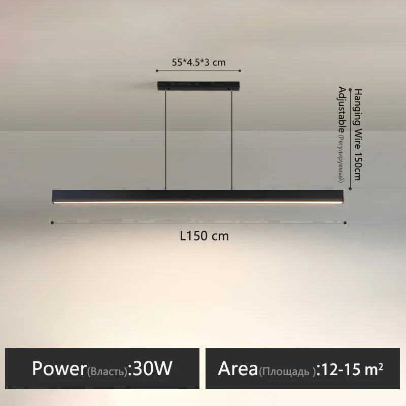 Modern Dining Room Chandelier LED Linear Pendant Light for Dining Table Kitchen Bar