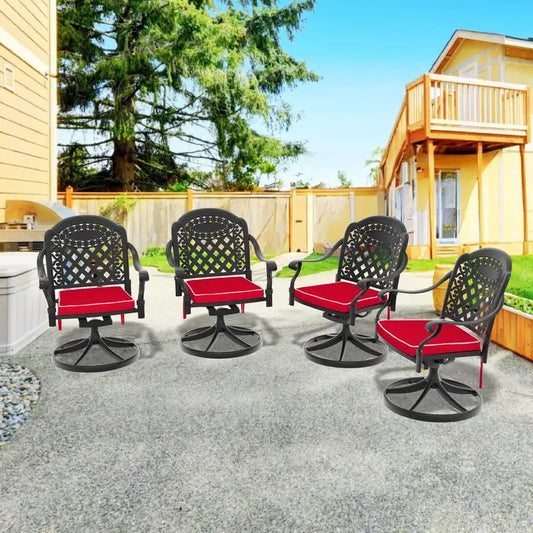 Durable Outdoor Cast Aluminum Patio Swivel Chair Set