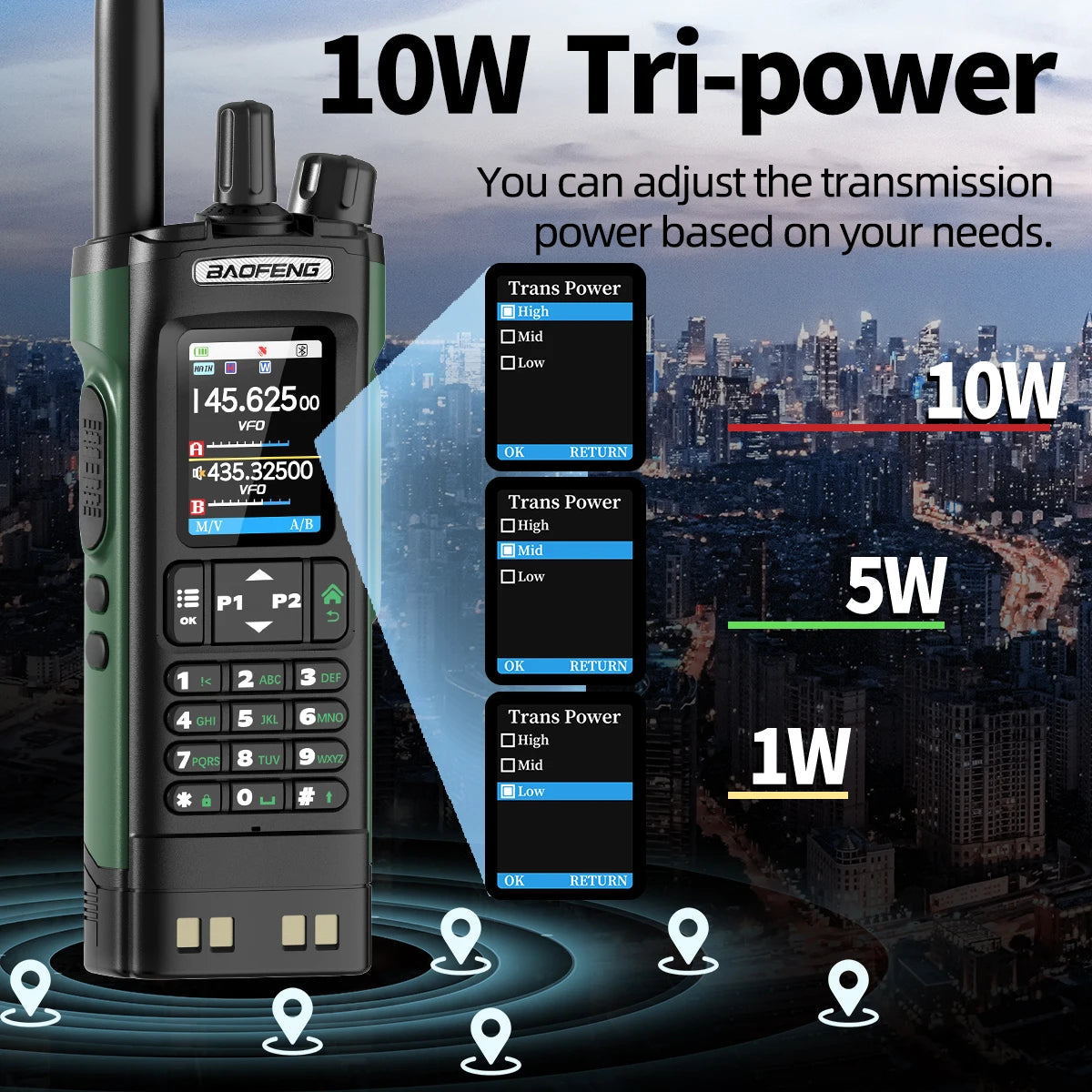 Baofeng UV32 10W Multi Band Walkie Talkie With GPS Tech