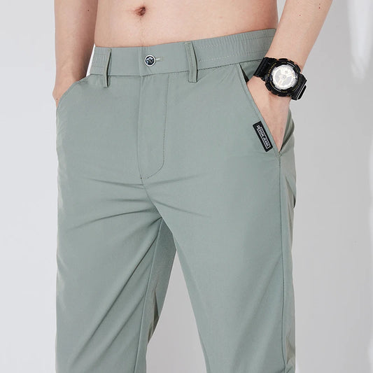 Summer Silk Stretch Trousers for Men Casual Business Wear