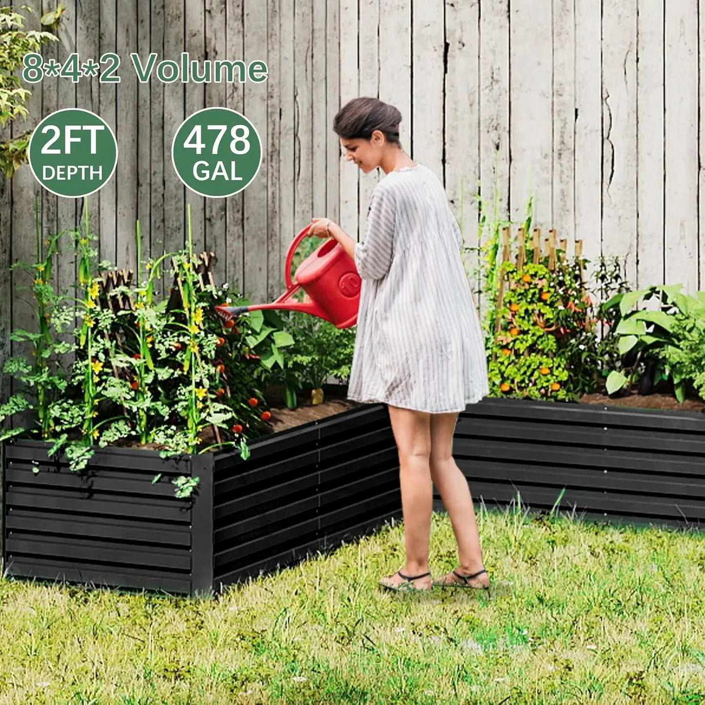 Galvanized Raised Garden Bed Deep Root Planter Box Set 72 Inch by 36 Inch by 24 Inch