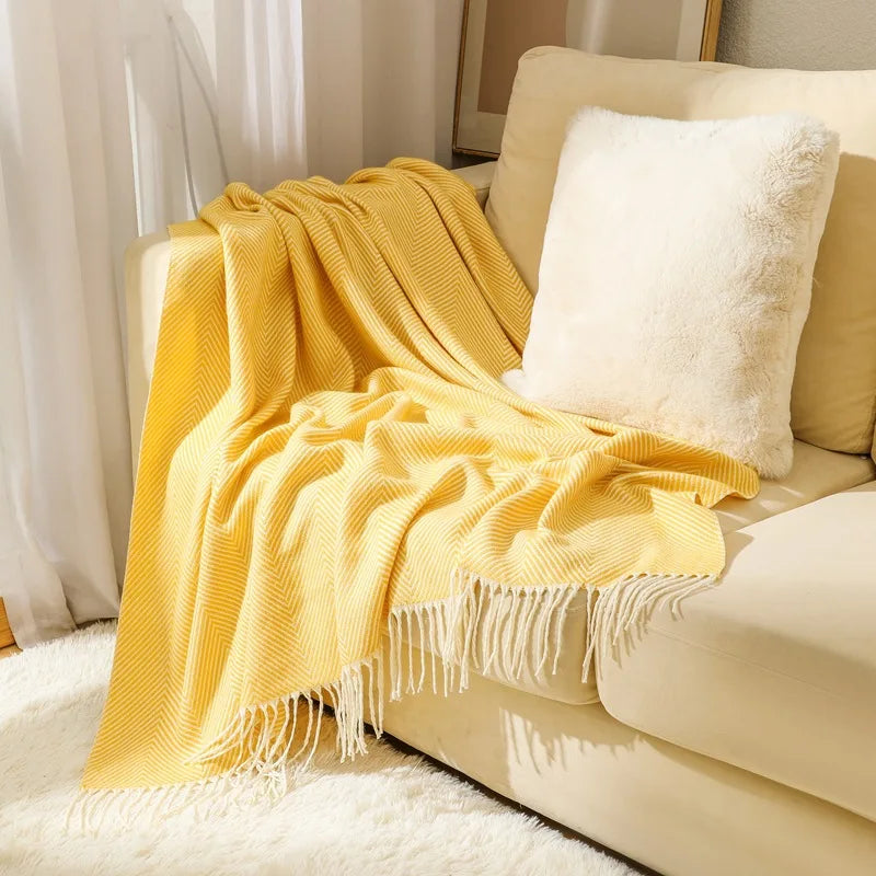 Nordic Stripes Throw Blanket Sofa Cover Bed End Towel Bedroom Decoration Leisure Soft Shawl Warm Boho Decor Bedspread