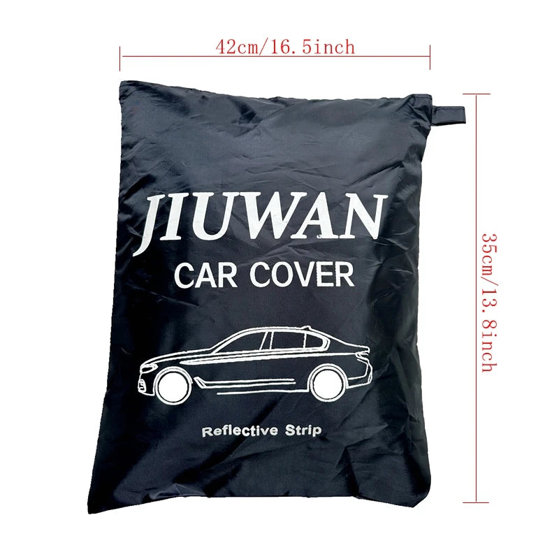 Universal Black Car Cover with Reflective Strips for All Vehicles