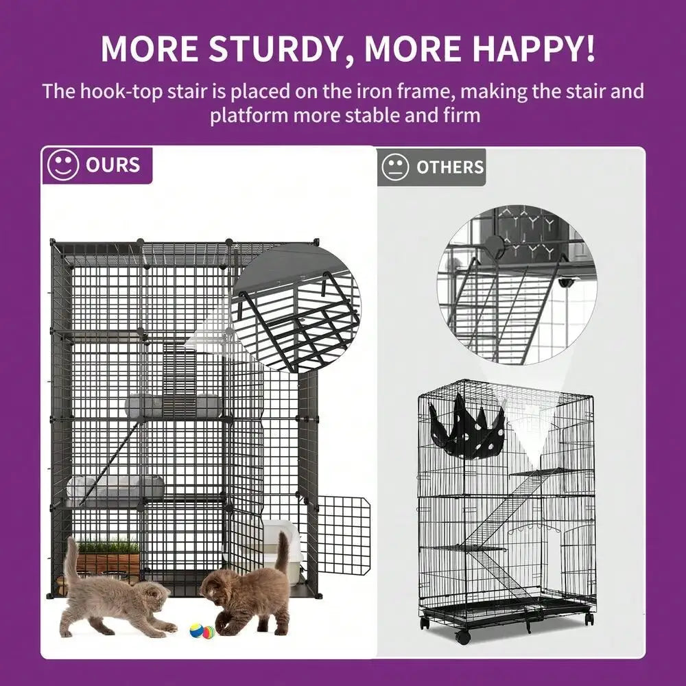 Large Cat Cage Enclosure with Hammock for Ultimate Playtime