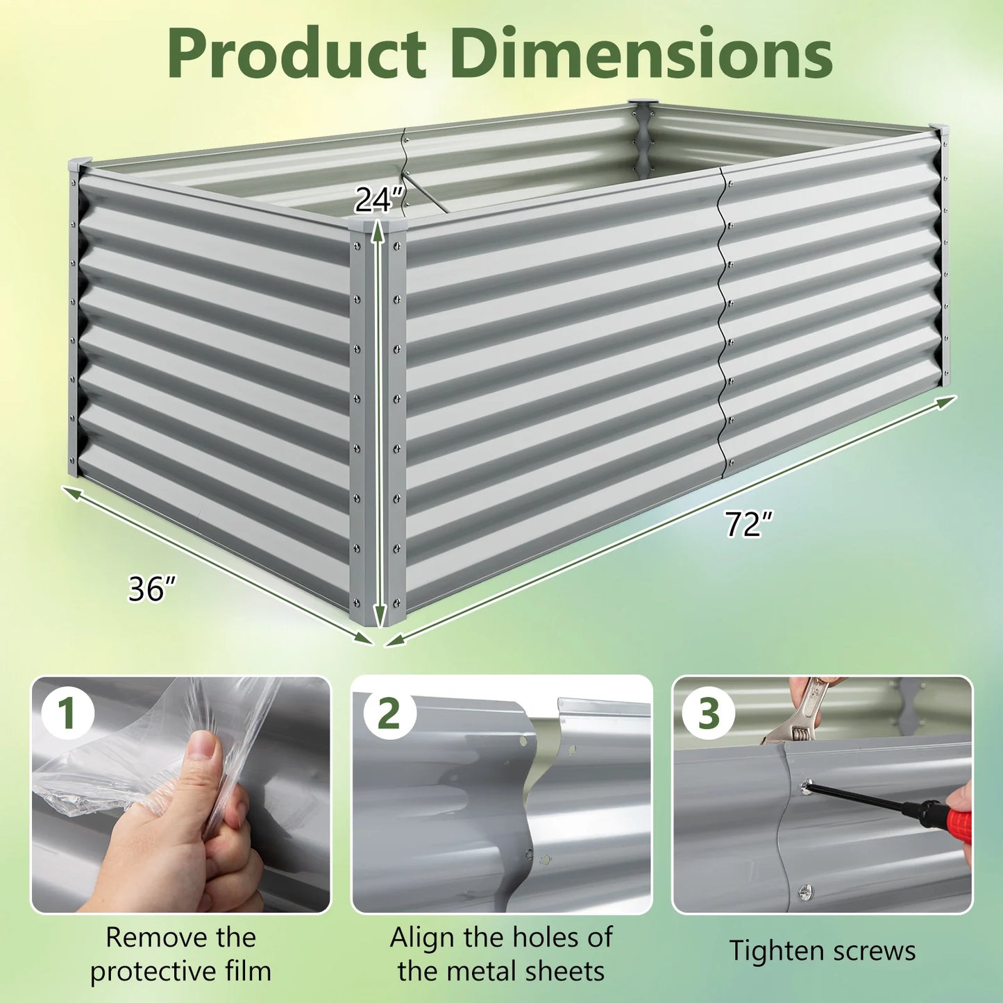 Raised Garden Bed Metal Planter Box for Herbs and Vegetables