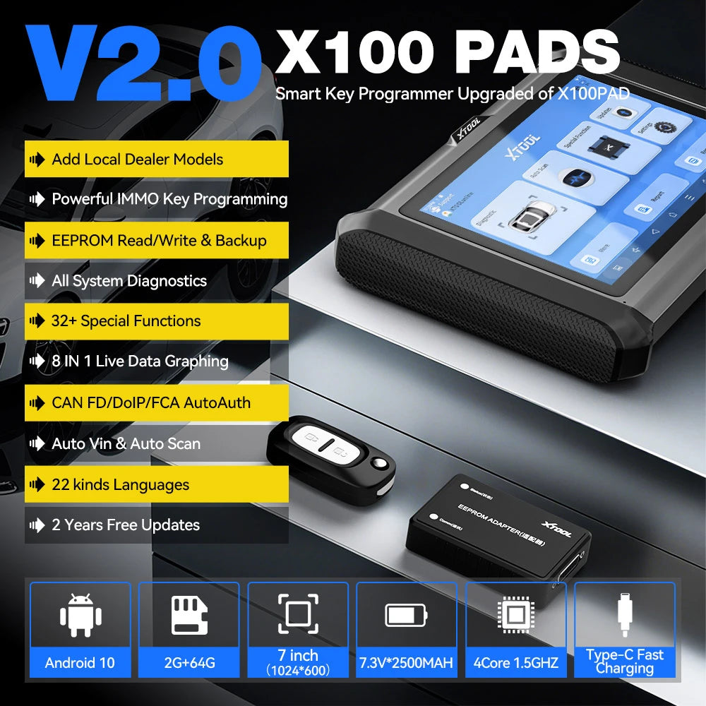 XTOOL X100 PADS Car Key Programmer Read Pin Code All System Diagnostic Tool