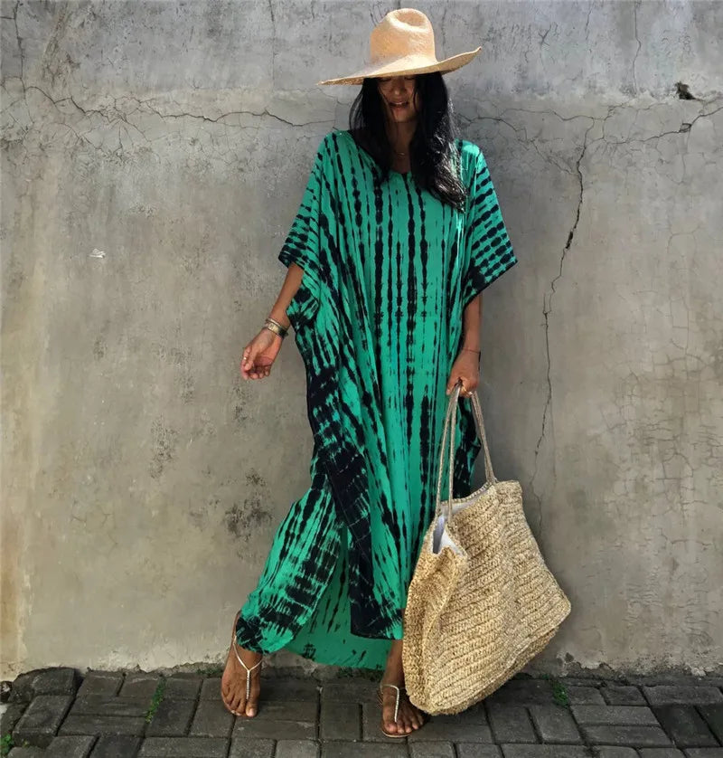 Plus Size Women Beach Coverup Casual Kaftan Swimwear Dress