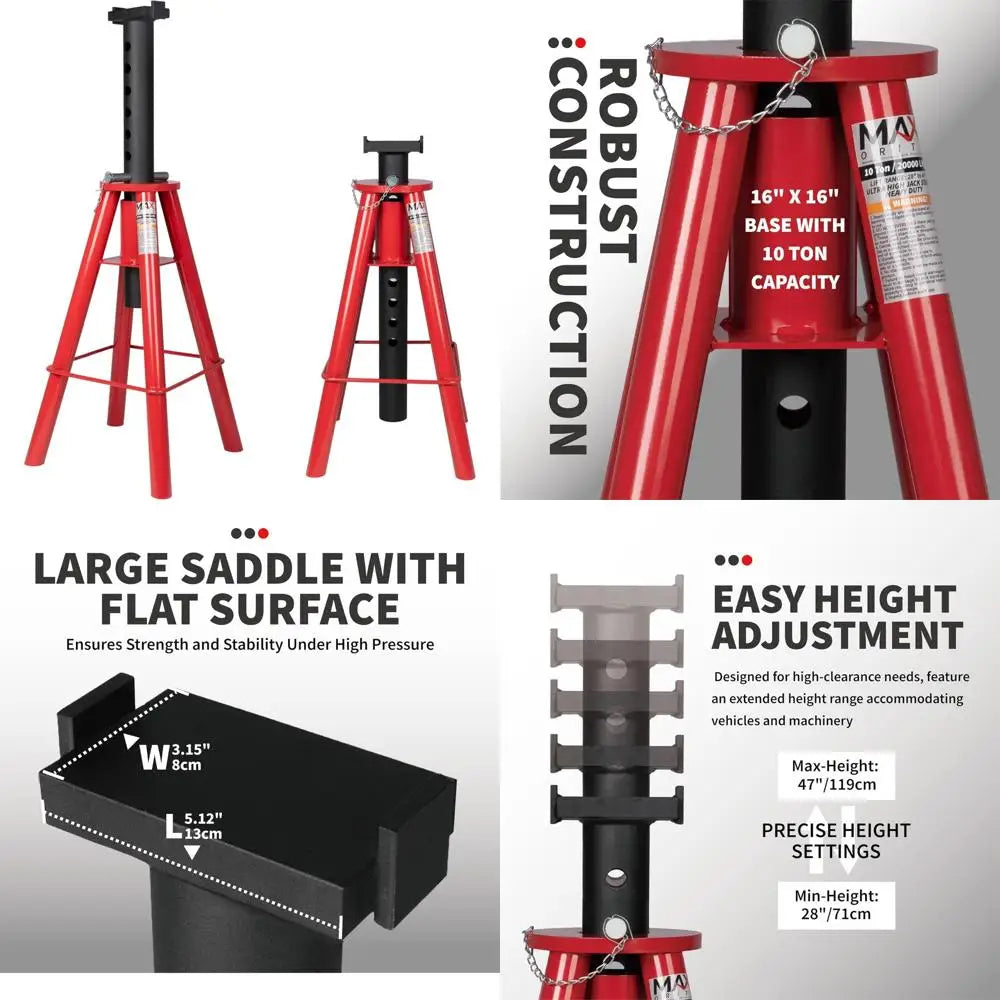 Heavy-Duty Pin Type Adjustable Jack Stands For Trucks And Equipment