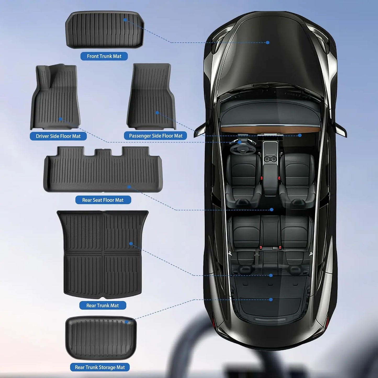All Weather Floor Mats For Tesla Model Y And Model 3