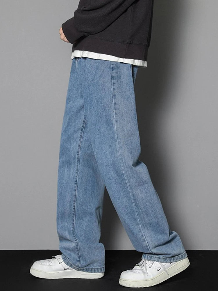 Korean Men's Casual Wide-Leg Jeans for Effortless Style