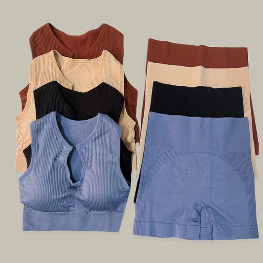 Seamless Yoga Set for Women - High Waist Leggings and Bra