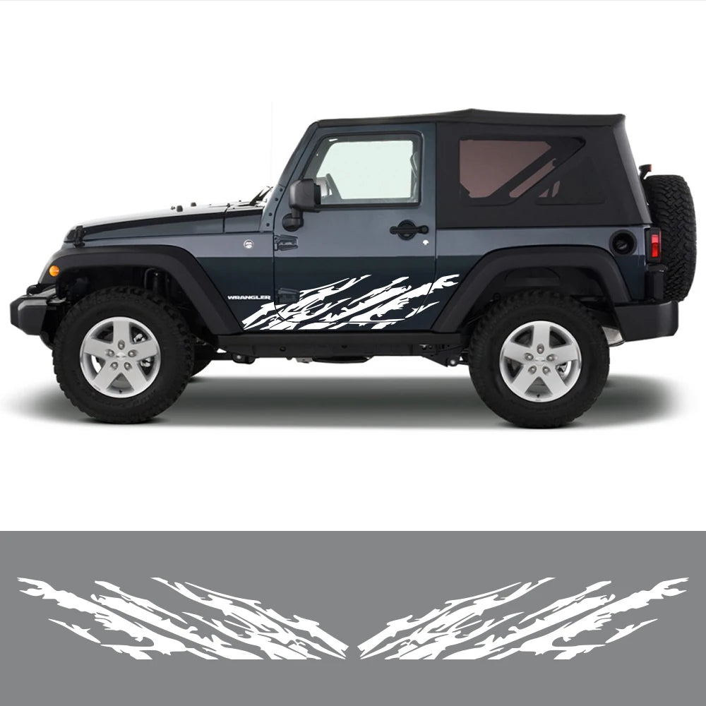 Car Door Side Stickers For Jeep Wrangler JK JL TJ YJ Mud Splashing Vinyl Film Decals Auto Tuning Accessories
