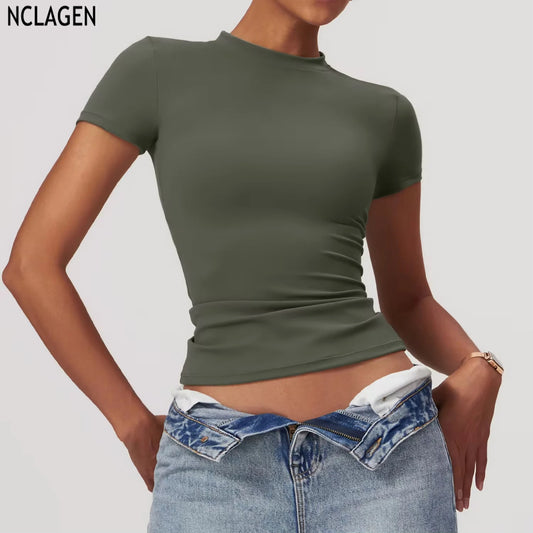 NCLAGEN Short Sleeve Women Running T Shirt Breathable Gym Top