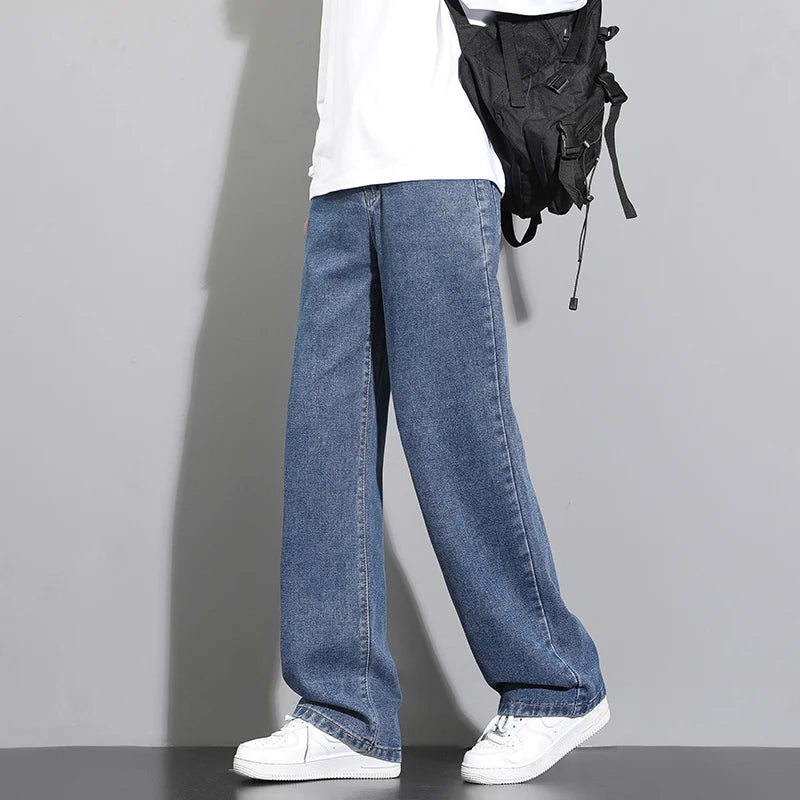 Korean Men's Casual Wide-Leg Jeans for Effortless Style