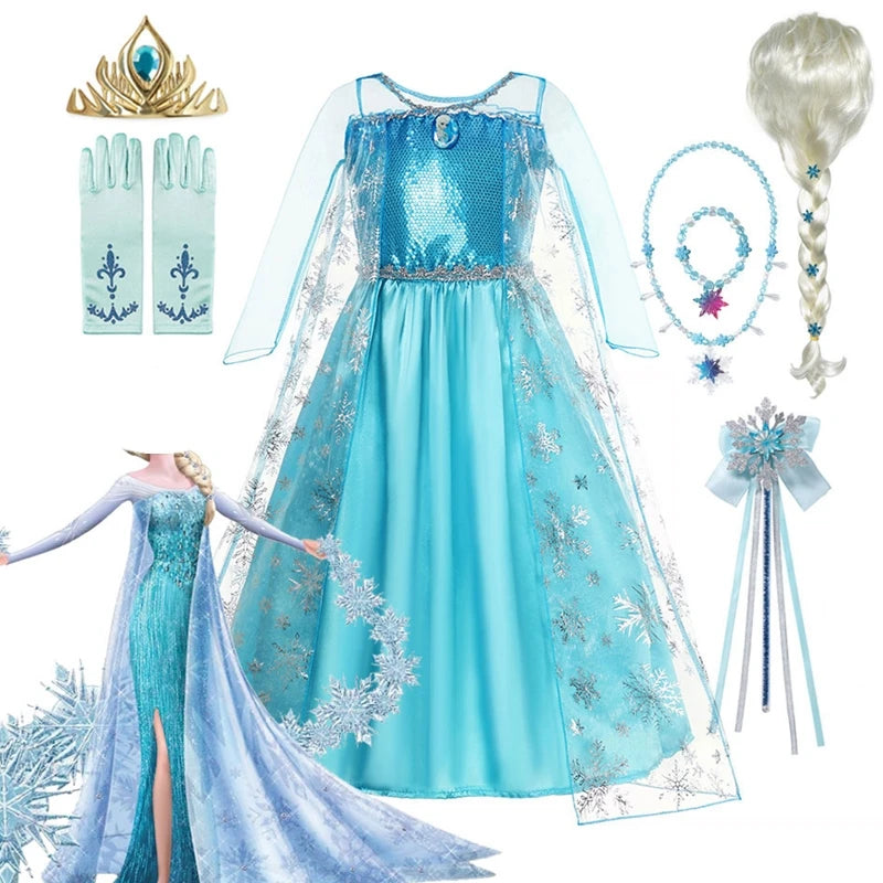 Girls Snow Queen Elsa Costume for Carnival Party Fun