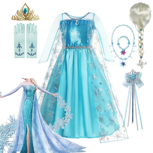 Girls Snow Queen Elsa Costume for Carnival Party Fun