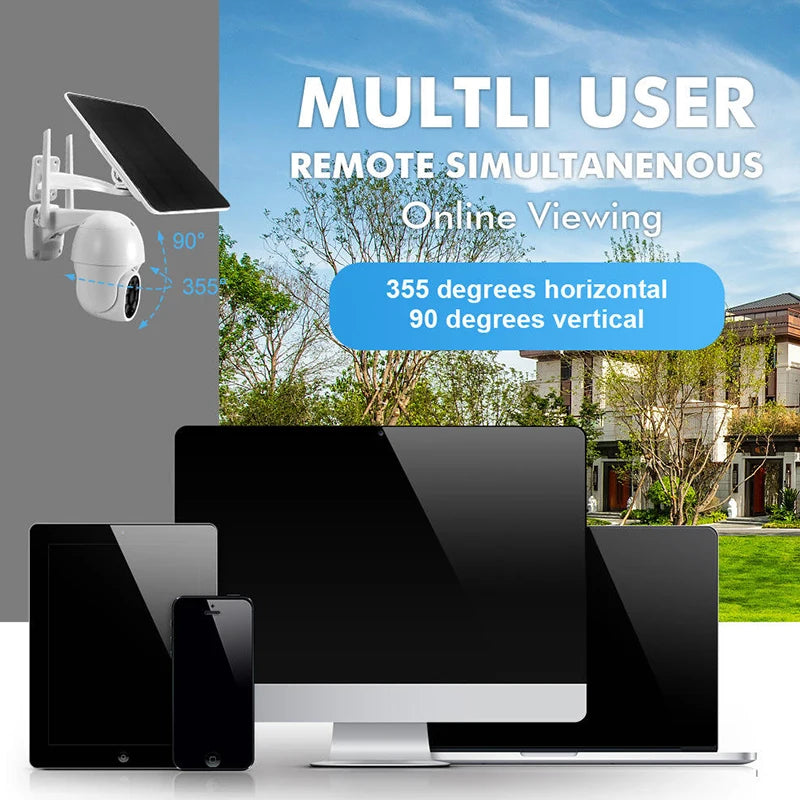 Tuya WiFi 3MP Solar Camera 10000mAh Battery Wireless PTZ Outdoor PIR Monitoring AI Human Tracking Night Vision CCTV