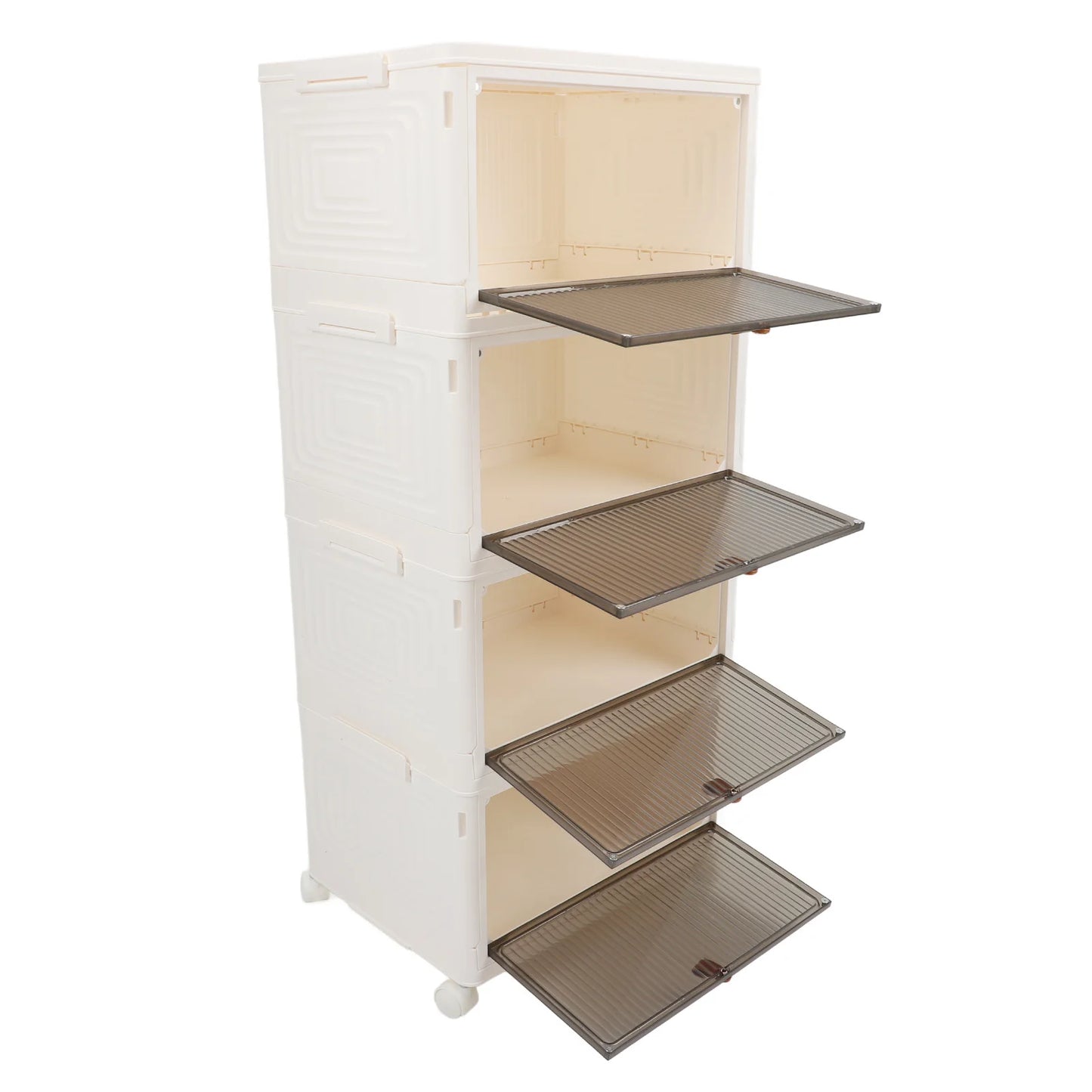 Transparent 4 Layer Shoe Storage Rack with Wheels