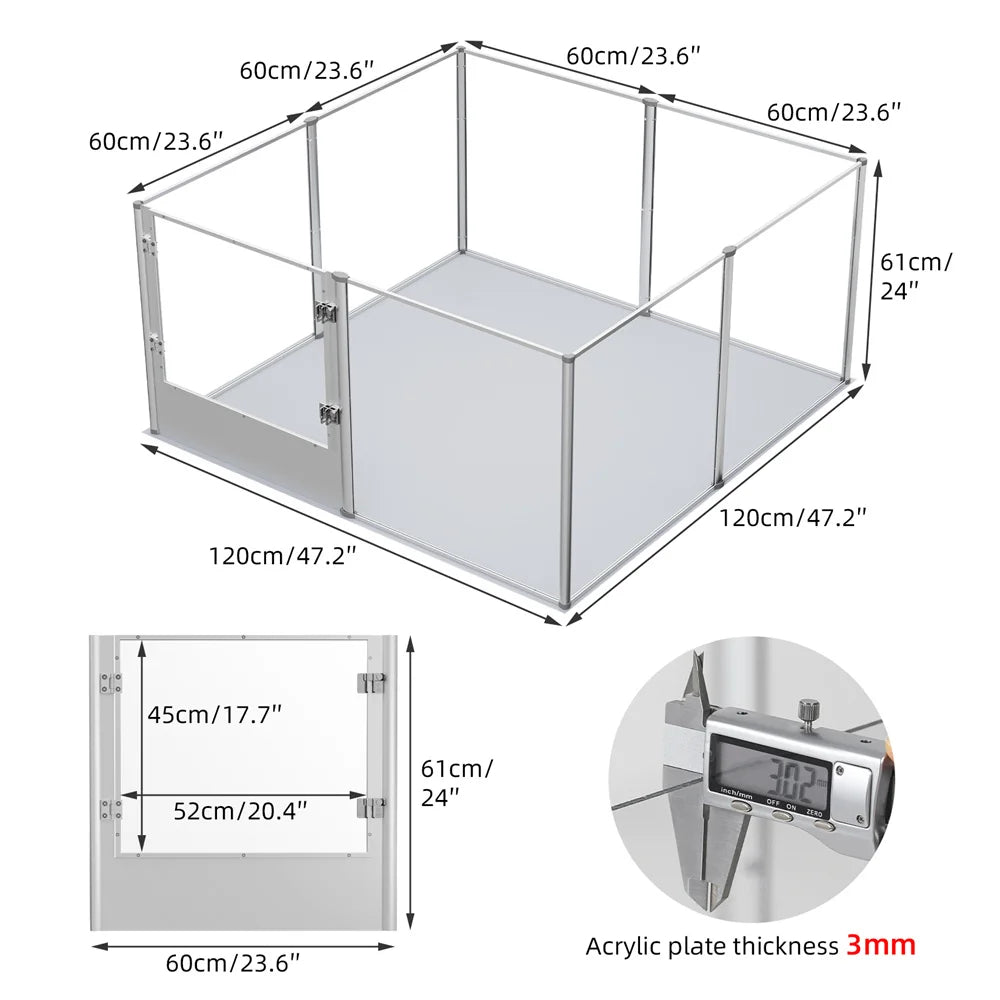 1Pc Large Acrylic Dog Playpen Cage Indoor Enclosure Puppy Playpen with Waterproof Fertility Pad